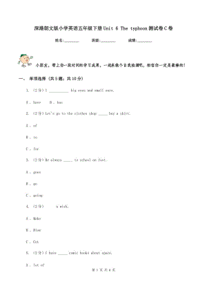 深港朗文版小學(xué)英語五年級下冊Unit 6 The typhoon測試卷C卷