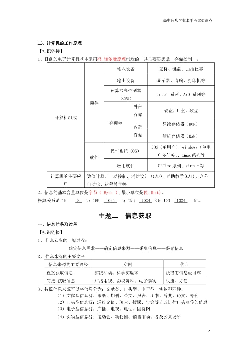 高中信息技术学业水平考试知识点_第3页