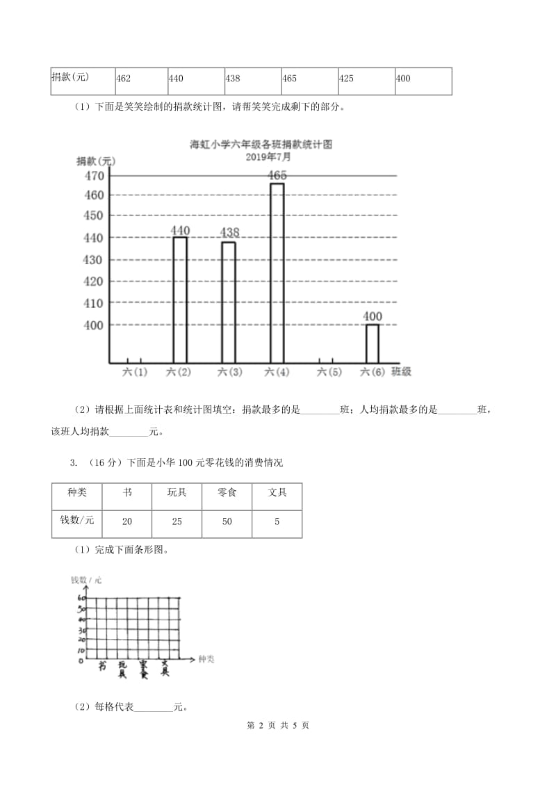 人教版数学四年级上册 第七单元第一课时1格表示1个单位的条形统计图 同步测试(I)卷_第2页