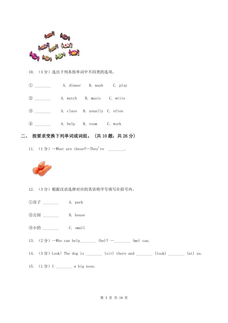 牛津译林版备考2020年小升初英语全真模拟卷（一）D卷_第3页