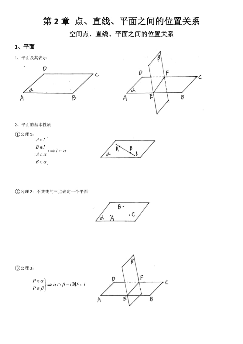 高中数学必修2《点、直线、平面之间的位置关系》知识点_第1页