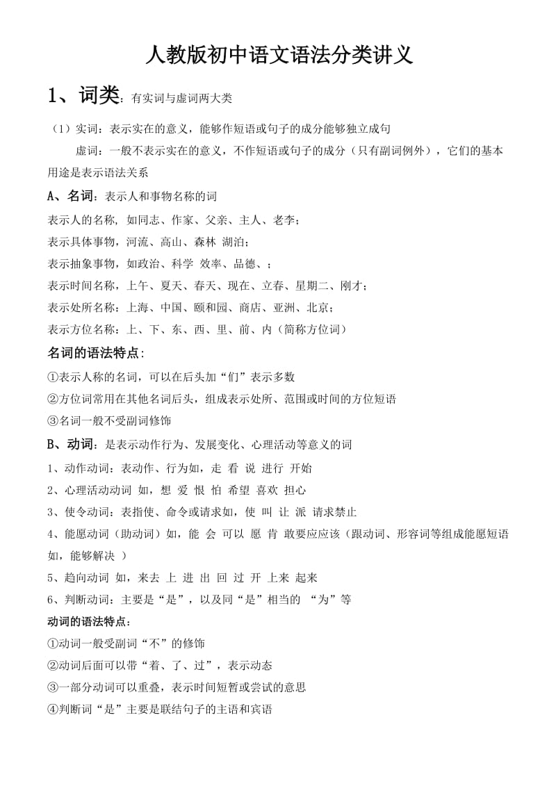 人教版初中语文语法讲义_第1页