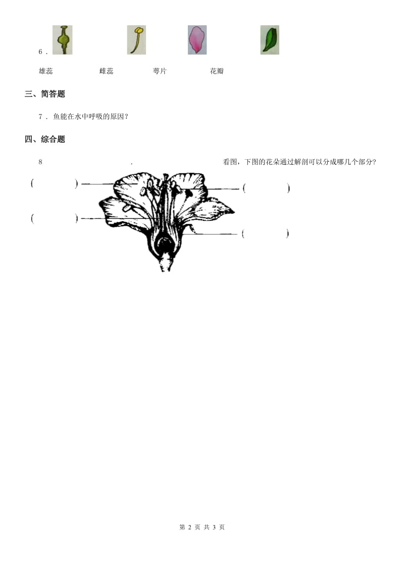 2019-2020学年教科版一年级上册期末测试科学试题（I）卷_第2页