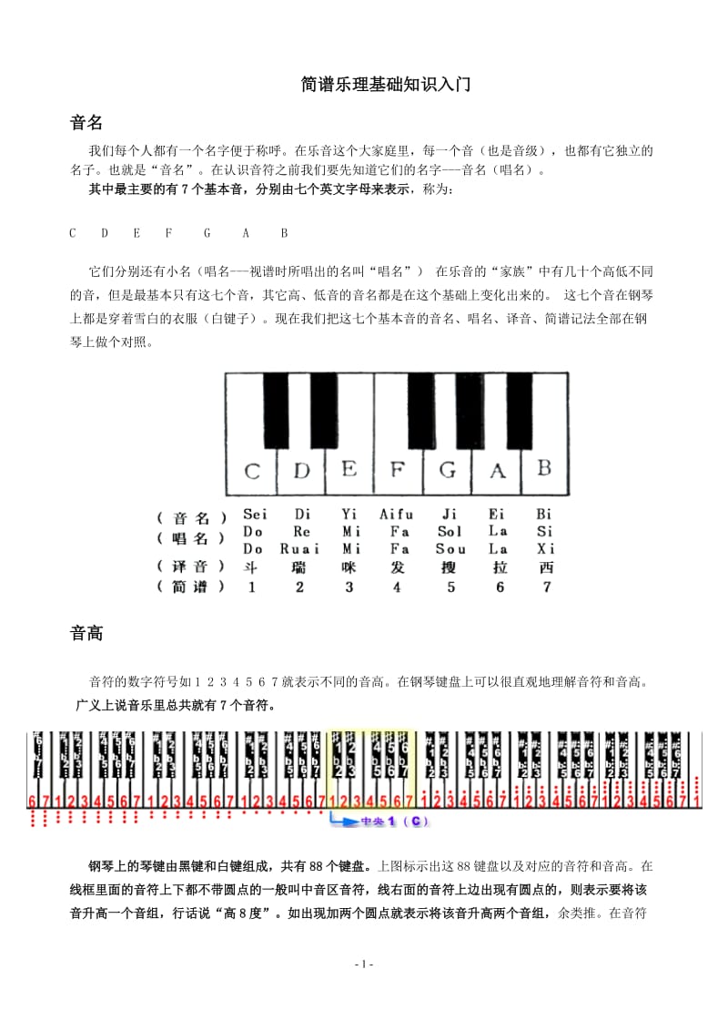 简谱乐理基础知识入门_第1页