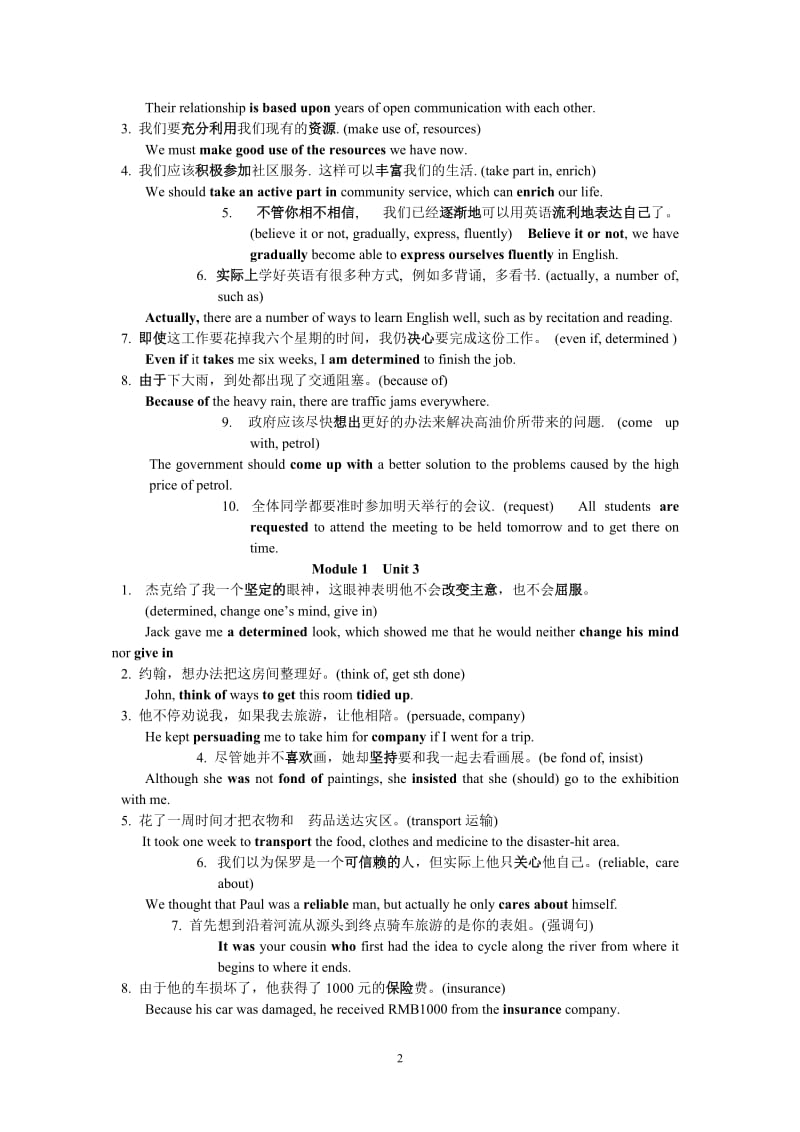 高中英语句子翻译250句_第2页