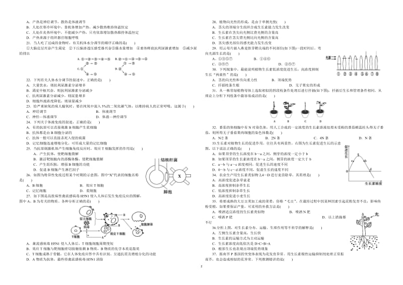 高中生物必修三第一二三章测试题_第2页