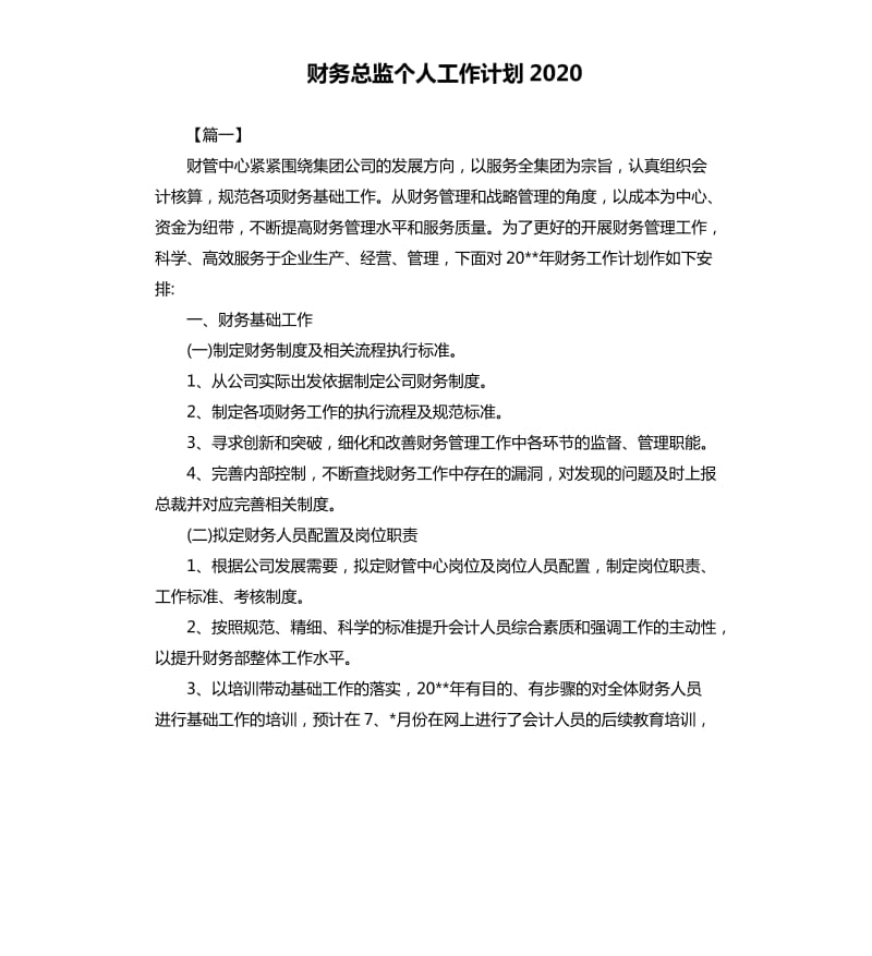 财务总监个人工作计划2020.docx_第1页