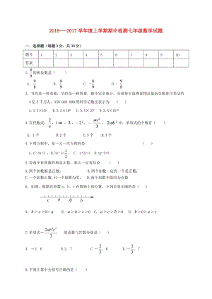 七年級數(shù)學(xué)上學(xué)期期中試題 新人教版2 (4)