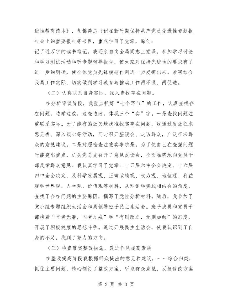 统计局长先进性教育活动个人工作总结_第2页