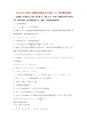 七年級(jí)數(shù)學(xué)上學(xué)期期中試卷（含解析） 新人教版9 (2)