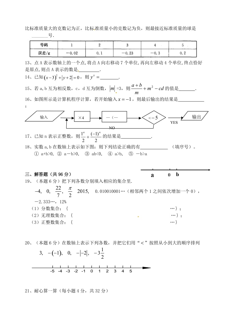 七年级数学上学期第一次月考试题 苏科版6_第2页