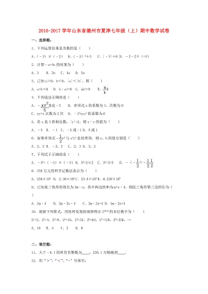 七年級(jí)數(shù)學(xué)上學(xué)期期中試卷（含解析） 新人教版6 (2)