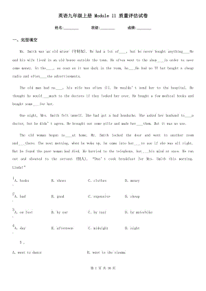 英語九年級(jí)上冊(cè) Module 11 質(zhì)量評(píng)估試卷