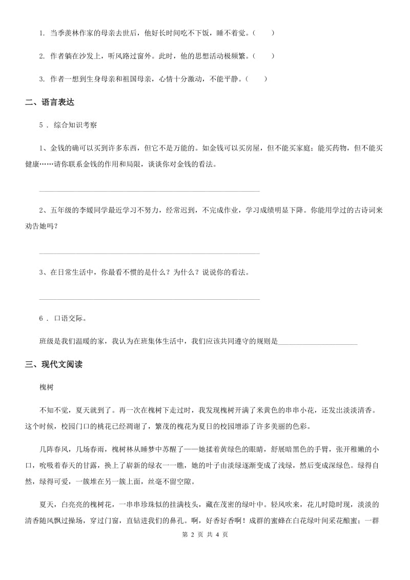 西安市2020版小升初名校全攻略语文试卷（十七）C卷_第2页