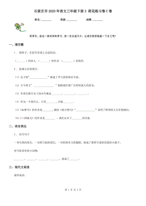 石家莊市2020年語文三年級下冊3 荷花練習卷C卷