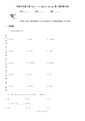 英語(yǔ)六年級(jí)下冊(cè) Unit 1 A family outing 第二課時(shí)練習(xí)卷