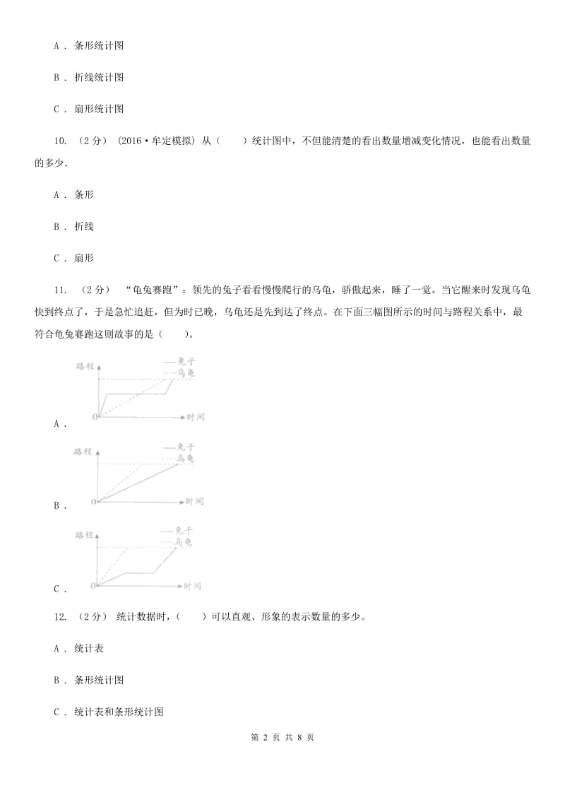 人教版小学数学五年级下册 第七单元折线统计图 同步练习 C卷_第2页