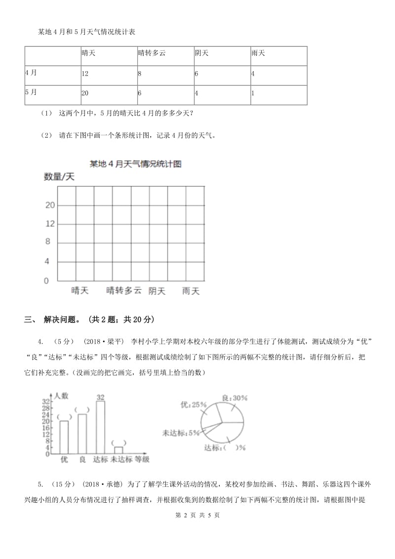 人教版数学六年级上册 第七单元第一课时认识扇形统计图 同步测试A卷_第2页