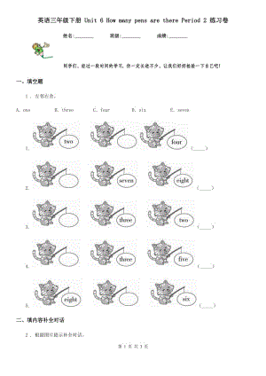 英語三年級下冊 Unit 6 How many pens are there Period 2 練習卷