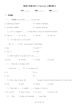 英語九年級UNIT 8 Section A課時練習(xí)