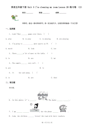 英語(yǔ)五年級(jí)下冊(cè) Unit 5 I'm cleaning my room Lesson 28 練習(xí)卷 （2）