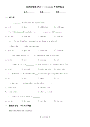 英語(yǔ)九年級(jí)UNIT 14 Section A課時(shí)練習(xí)