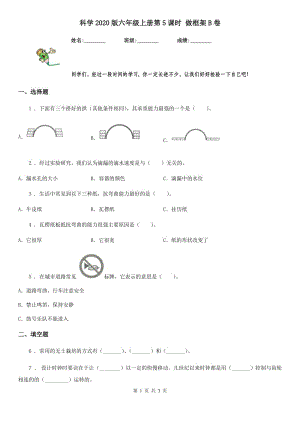 科學(xué)2020版六年級(jí)上冊(cè)第5課時(shí) 做框架B卷