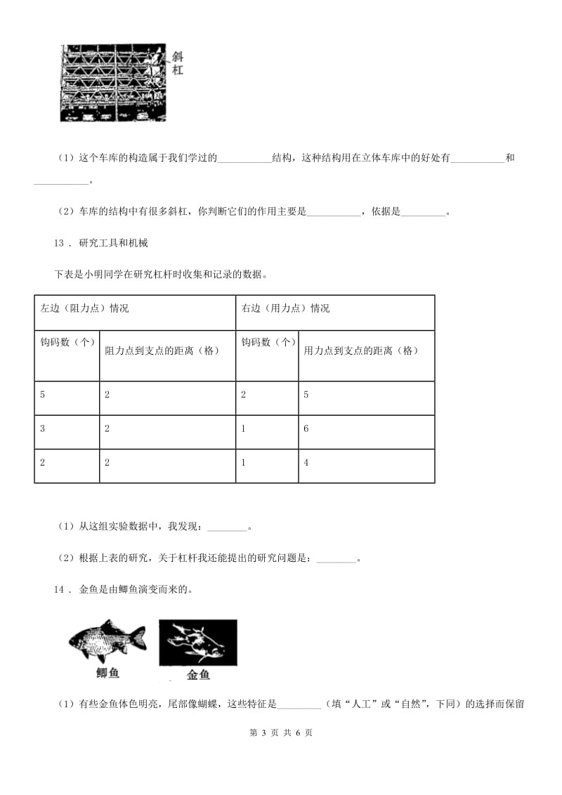 科学六年级上册滚动测试（十七）_第3页