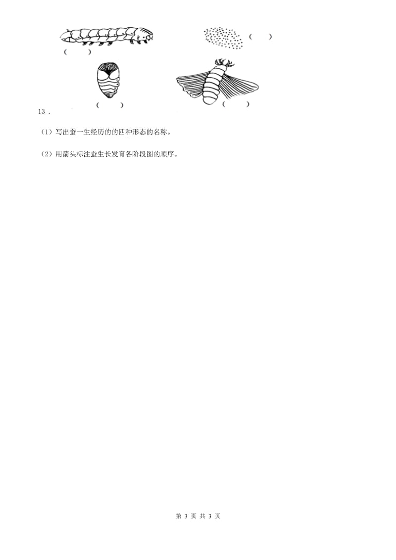 科学2019-2020学年度一年级下册3.观察一种动物（I）卷_第3页