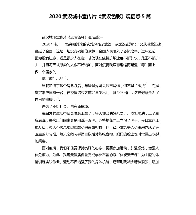 2020武汉城市宣传片《武汉色彩》观后感5篇_第1页