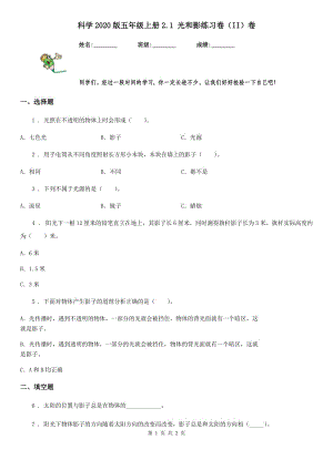 科學(xué)2020版五年級(jí)上冊(cè)2.1 光和影練習(xí)卷（II）卷