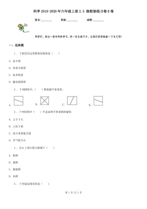 科學(xué)2019-2020年六年級上冊2.5 做框架練習(xí)卷B卷