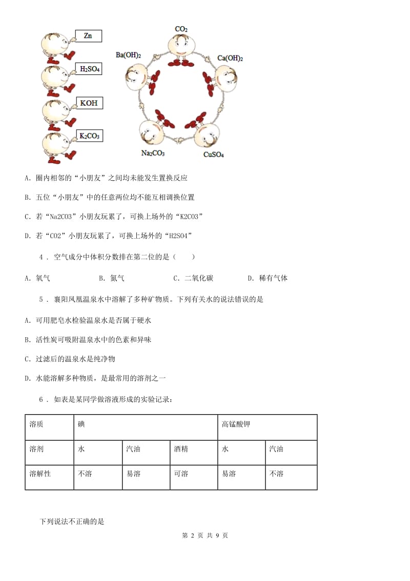 南京市2020年（春秋版）中考二模化学试题A卷_第2页