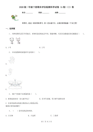 2020版一年級下冊期末評估檢測科學(xué)試卷（A卷）（I）卷