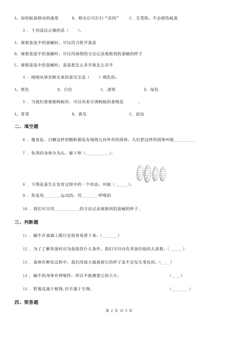 科学二年级下册1.2 校园里的蚂蚁练习卷_第2页