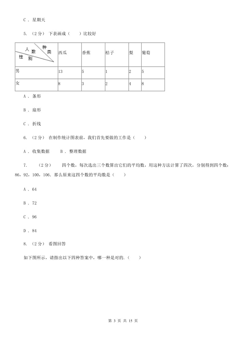 新人教版数学四年级下册8.2复式条形统计图课时练习（I）卷_第3页