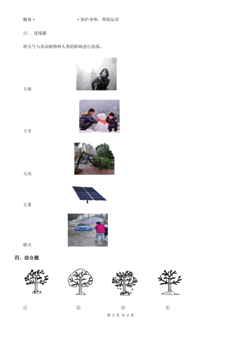 科学2019-2020学年二年级上册第一单元测试卷（B卷）（I）卷_第3页