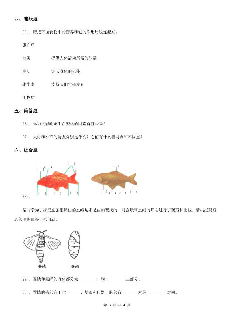 2020版二年级下册期中测试科学试卷（I）卷_第3页