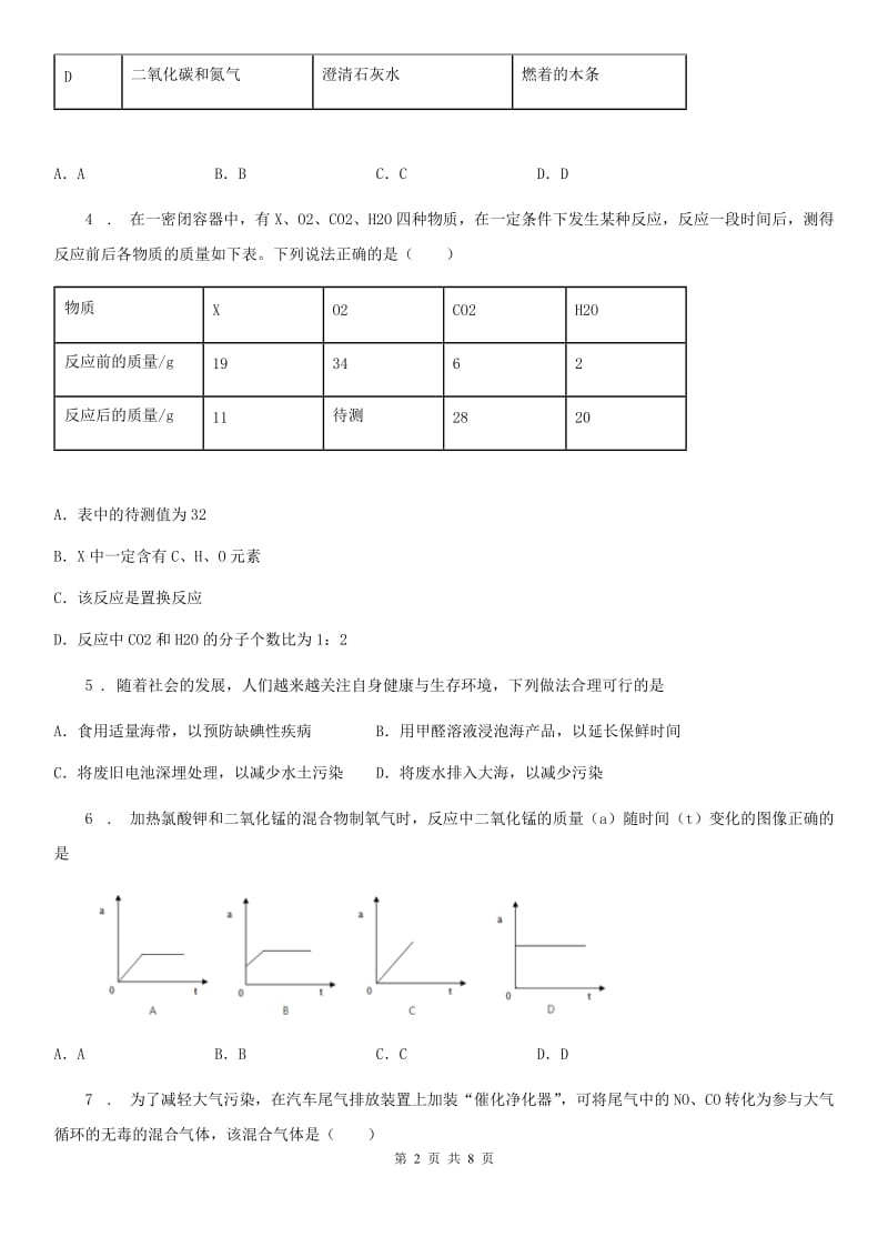 杭州市2019-2020年度中考二模化学试题_第2页