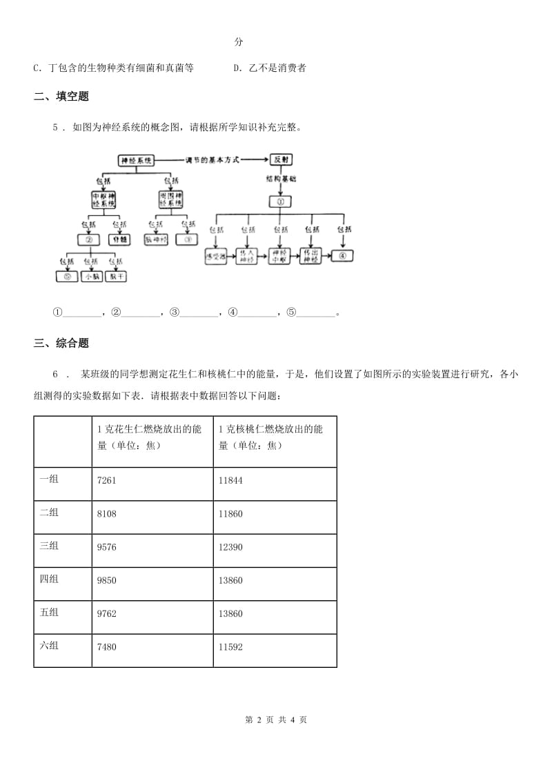 武汉市2019年九年级下学期中考一模联考生物试题B卷_第2页