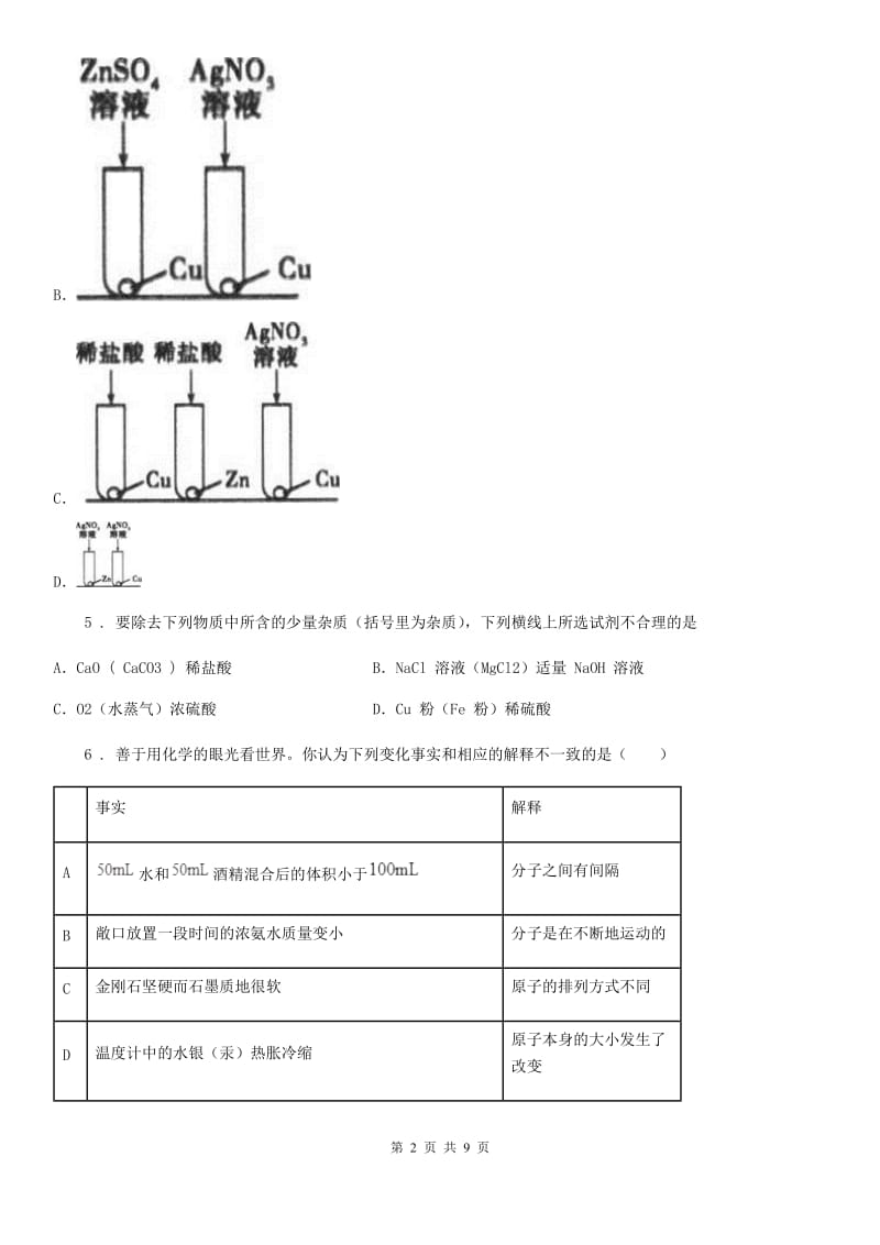 合肥市2020年（春秋版）九年级下学期第二次练兵化学试题_第2页