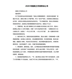 2020年提高工作效率決心書