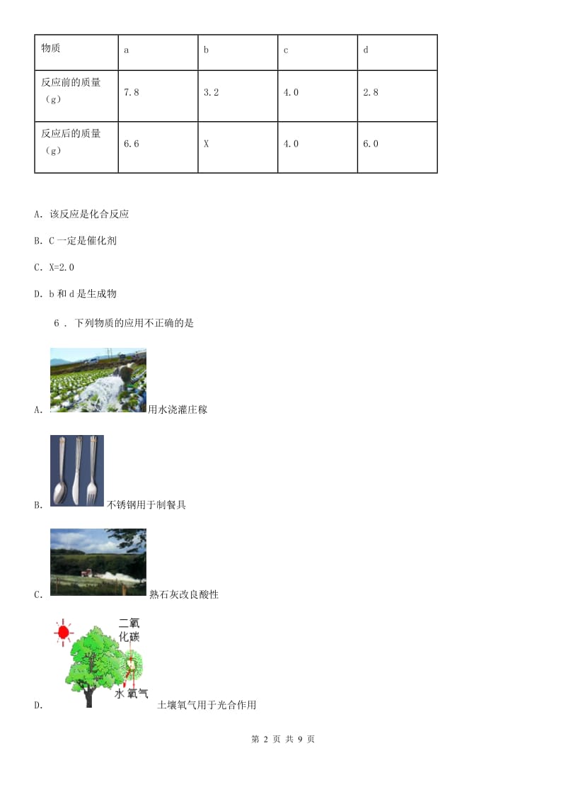 长沙市2019-2020学年九年级上学期期末考试化学试题（I）卷（模拟）_第2页