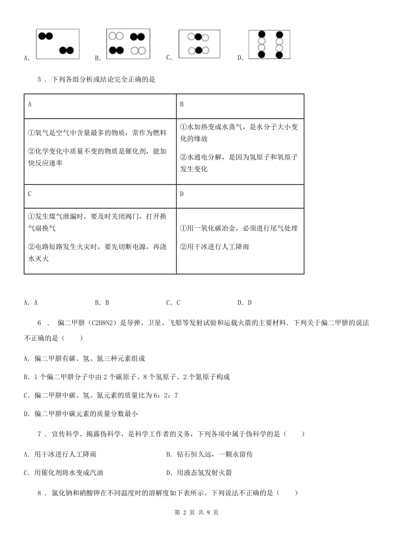 重庆市2019-2020年度九年级上学期期末考试化学试题（II）卷（模拟）_第2页