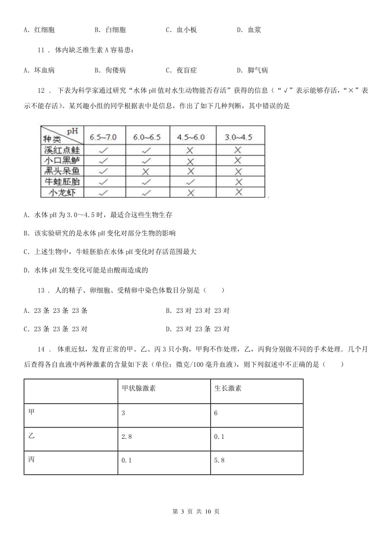 辽宁省2019-2020学年七年级下学期期末生物试题D卷_第3页