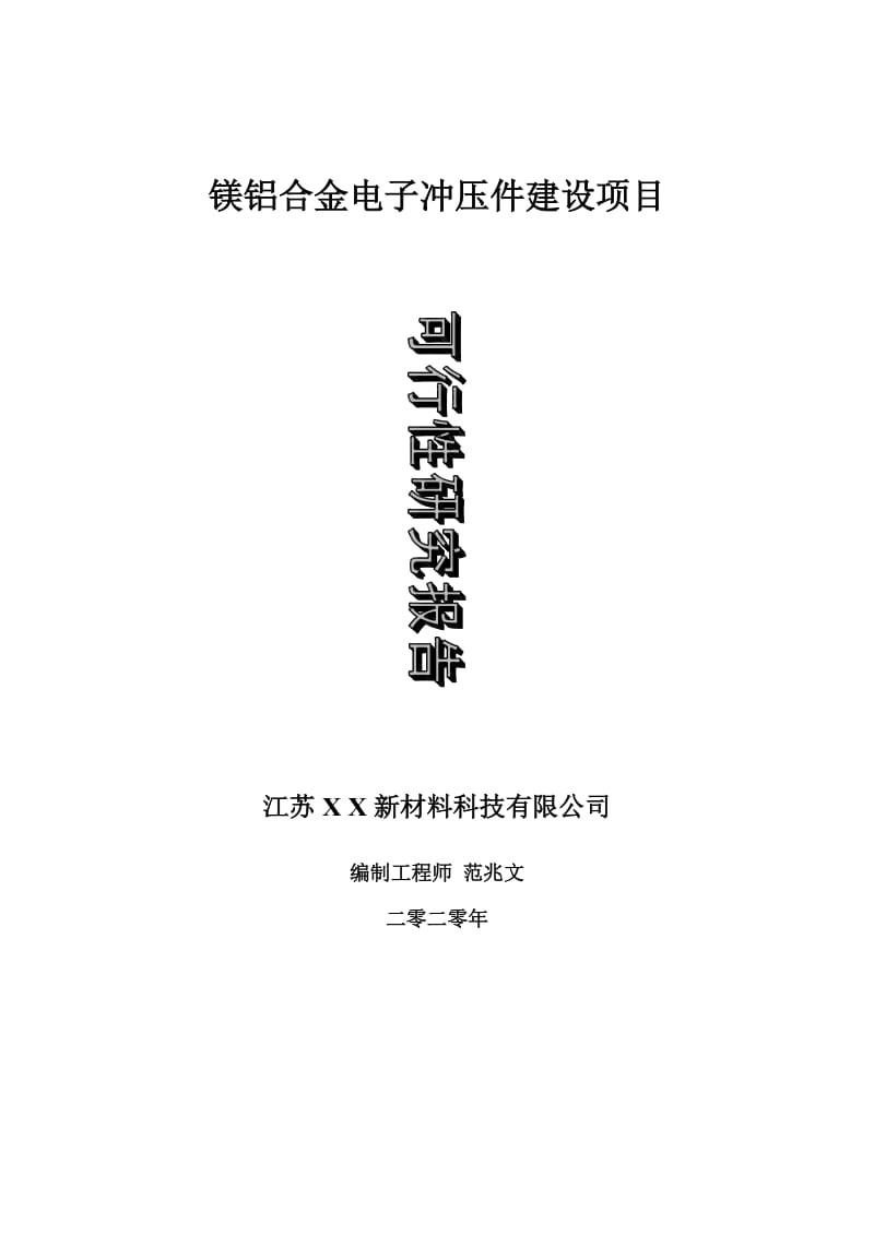 镁铝合金电子冲压件建设项目可行性研究报告-可修改模板案例_第1页