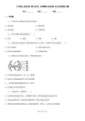 八年級上冊生物 第七單元 生物圈中的動物 單元鞏固練習(xí)題