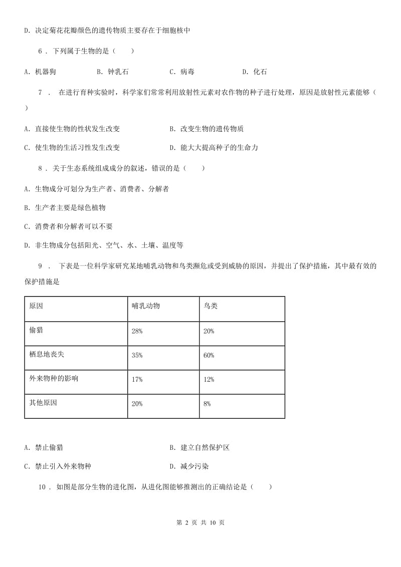 河北省2020年（春秋版）中考生物试题C卷_第2页