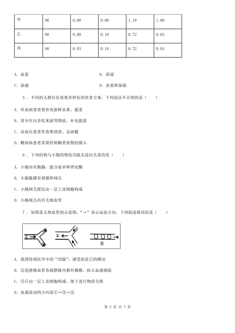 西安市2019年七年级上学期期末生物试题D卷_第2页