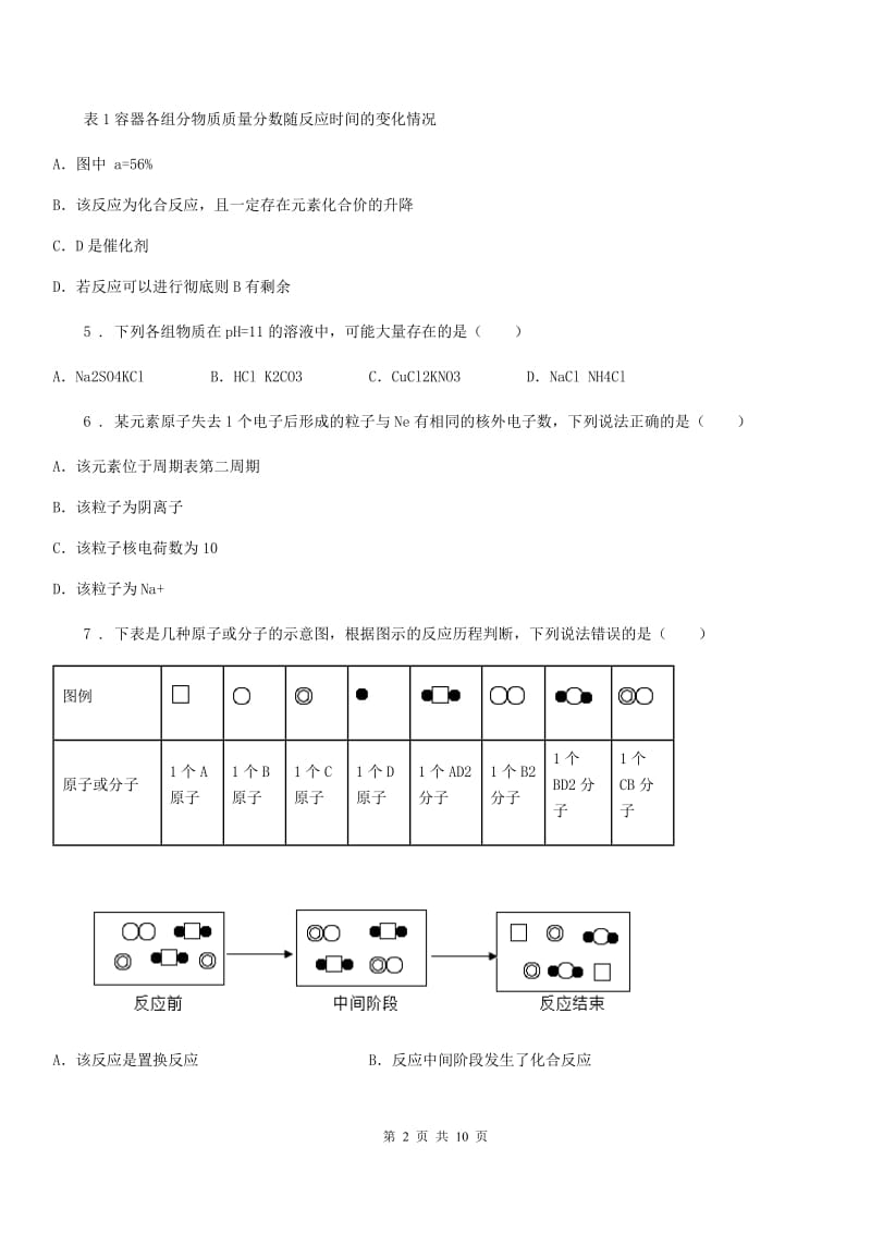 合肥市2019-2020年度九年级上学期期末化学试题_第2页